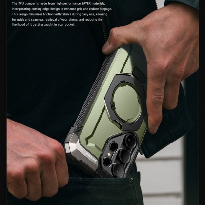 Удароустойчив кейс с MagSafe и стойка за Samsung Galaxy S25 Ultra от Supcase UB Grip Mag - Guldan