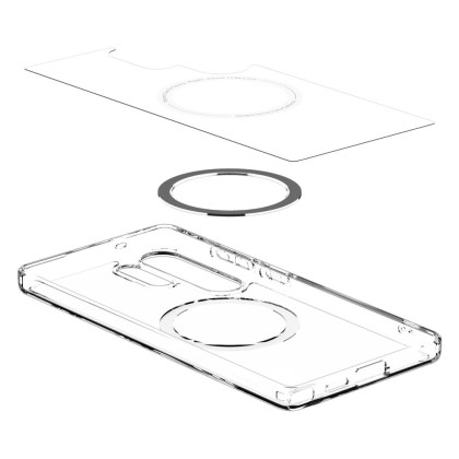 Удароустойчив кейс с MagSafe пръстен за Samsung Galaxy S25 Ultra  от Spigen Ultra Hybrid Mag - Бял