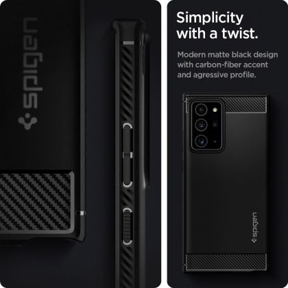 Удароустойчив кейс за Samsung Galaxy Note 20 Ultra от Spigen Rugged Armor - Черен