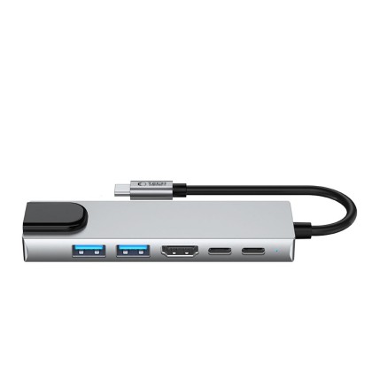 Адаптер  6 в 1 за лаптоп с USB -Type C - вход от Tech-Protect HB02 Hub - Space Grey