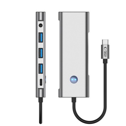 Адаптер  9 в 1 за лаптоп с USB -Type C - вход от Tech-Protect HB04 Hub - Space Grey