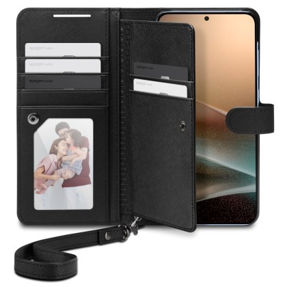 Кожен тефтер за Samsung Galaxy S25 Plus от Spigen Wallet "S" Pro - Black