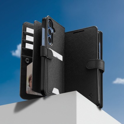 Кожен тефтер за Samsung Galaxy S25 Plus от Spigen Wallet "S" Pro - Black