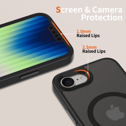Твърд кейс с MagSafe пръстен за iPhone SE 4 2025 от Tech-Protect MagMat - Matte Black