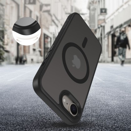 Твърд кейс с MagSafe пръстен за iPhone SE 4 2025 от Tech-Protect MagMat - Matte Black