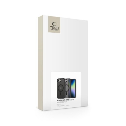 Твърд кейс с MagSafe пръстен за iPhone SE 4 2025 от Tech-Protect MagMat - Matte Black