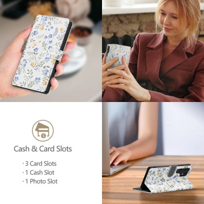 Кожен тефтер за iPhone SE 4 (2025) от Tech-Protect Wallet - Spring Flowers