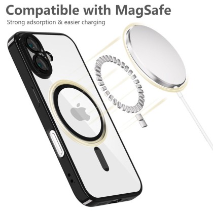 Твърд кейс с MagSafe и протектор за камерата на iPhone SE 4 (2025) от Tech-Protect MagFlex - Shiny Black