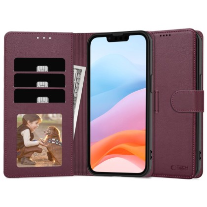 Кожен тефтер за iPhone SE 4 (2025) от Tech-Protect Wallet - Mulberry