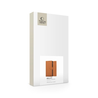 Кожен тефтер за iPhone SE 4 (2025) от Tech-Protect Wallet - Saddle Brown