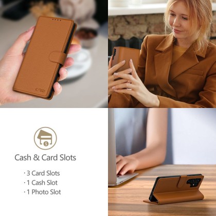 Кожен тефтер за iPhone SE 4 (2025) от Tech-Protect Wallet - Saddle Brown