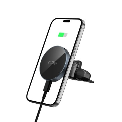 Стойка за автомобил с MagSafe безжично зареждане 15W от Tech Protect MM15W-V5 - Черна