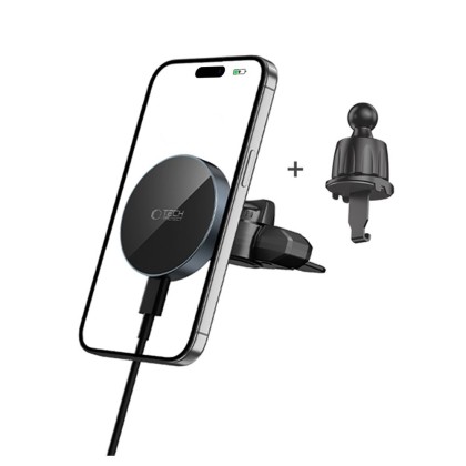 Стойка за автомобил с MagSafe безжично зареждане 15W от Tech Protect MM15W-V5 - Черна