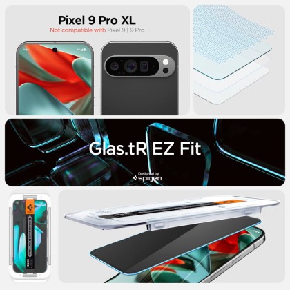 2 броя стъклени протектори за дисплей на Google Pixel 9 Pro XL от от Spigen Glas.TR "Ez Fit" HD - Privacy