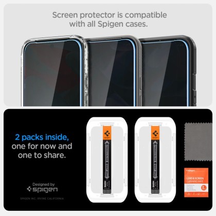 2 броя стъклени протектори за дисплей на Google Pixel 9 Pro XL от от Spigen Glas.TR "Ez Fit" HD - Privacy