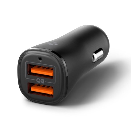 Зарядно за автомобил USB-A / USB-A 30W от Spigen Essential EV302 - Черен