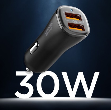 Зарядно за автомобил USB-A / USB-A 30W от Spigen Essential EV302 - Черен