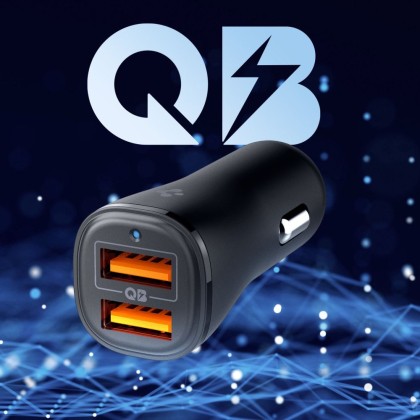 Зарядно за автомобил USB-A / USB-A 30W от Spigen Essential EV302 - Черен