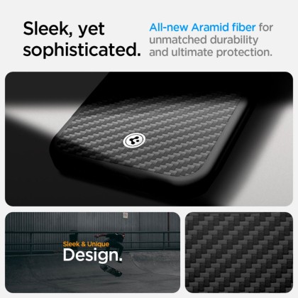 Хибриден кейс с MagSafe за iPhone 16е от Spigen Enzo Aramid Mag -Matte Black