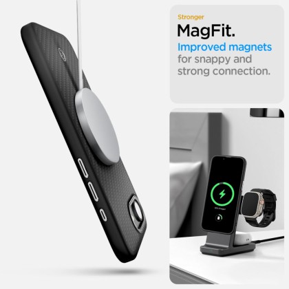 Хибриден кейс с MagSafe за iPhone 16е от Spigen Enzo Aramid Mag -Matte Black