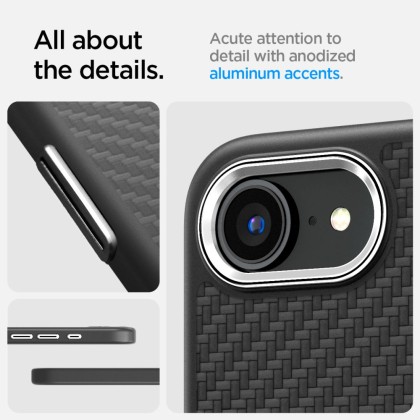 Хибриден кейс с MagSafe за iPhone 16е от Spigen Enzo Aramid Mag -Matte Black