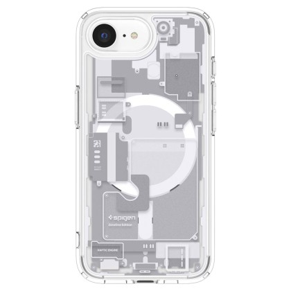 Удароустойчив кейс с MagSafe за iPhone 16e  от Spigen Ultra Hybrid - Zero One White