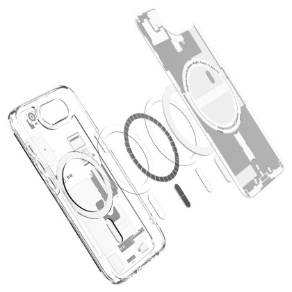 Удароустойчив кейс с MagSafe за iPhone 16e  от Spigen Ultra Hybrid - Zero One White