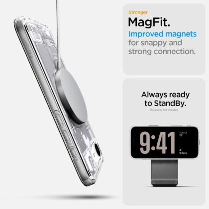 Удароустойчив кейс с MagSafe за iPhone 16e  от Spigen Ultra Hybrid - Zero One White