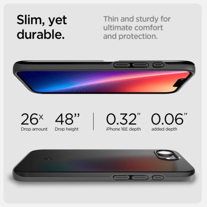 Тънък кейс с MagSafe за iPhone 16e от Spigen Thin Fit Mag - Черен