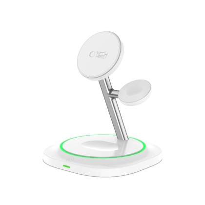 Зарядна станция 3 в 1 с MagSafe 15W за iPhone, AirPods и Apple Watch от Tech-Protect QI15W-A46 - Бяла