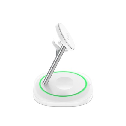 Зарядна станция 3 в 1 с MagSafe 15W за iPhone, AirPods и Apple Watch от Tech-Protect QI15W-A46 - Бяла