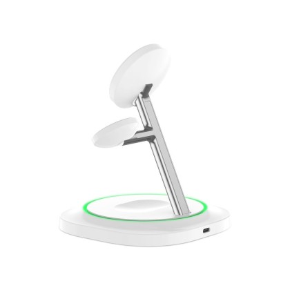 Зарядна станция 3 в 1 с MagSafe 15W за iPhone, AirPods и Apple Watch от Tech-Protect QI15W-A46 - Бяла