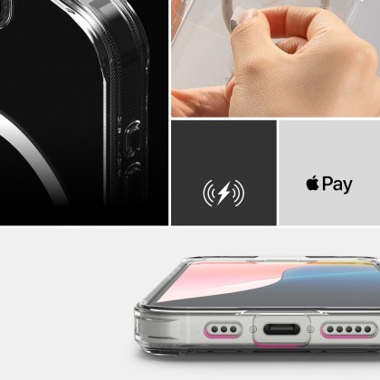 Удароустойчив твърд кейс с MagSafe за iPhone 16e от Ringke Fusion Magnetic - Clear