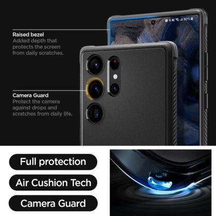 Удароустойчив кейс за Samsung Galaxy S23 Ultra от Spigen Rugged Armor - Черен