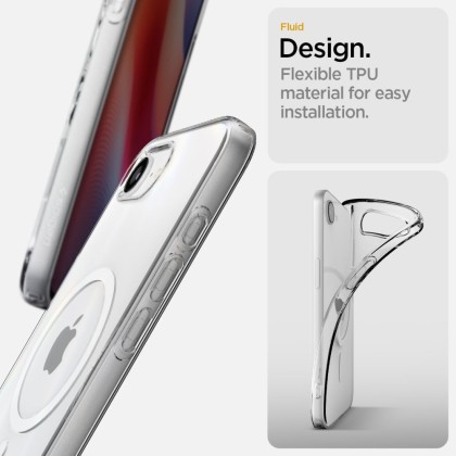 Удароустойчив кейс с MagSafe за iPhone 16e от Spigen Liquid Crystal Mag - Прозрачен