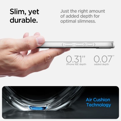 Удароустойчив кейс с MagSafe за iPhone 16e от Spigen Liquid Crystal Mag - Прозрачен