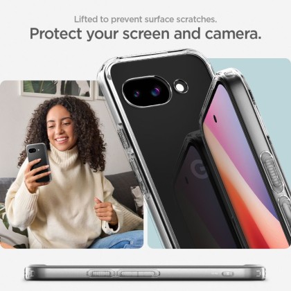 Удароустойчив кейс за Google Pixel 9a от Spigen Ultra Hybrid - Crystal Clear