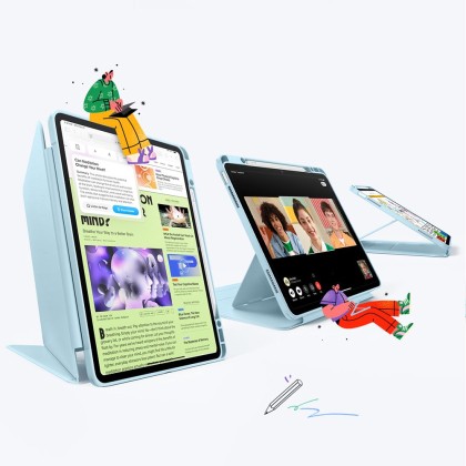 Силиконов тефтер  за iPad Air 13” 1 / 2 / 2024-2025  от  ESR Flip Hybrid -  Sky Blue