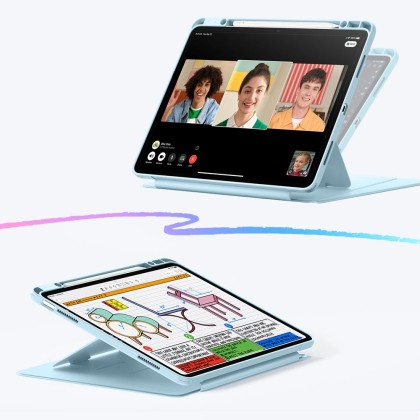 Силиконов тефтер  за iPad Air 13” 1 / 2 / 2024-2025  от  ESR Flip Hybrid -  Sky Blue