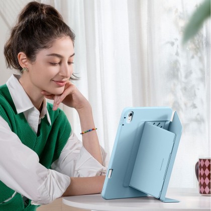 Силиконов тефтер  за iPad Air 13” 1 / 2 / 2024-2025  от  ESR Flip Hybrid -  Sky Blue