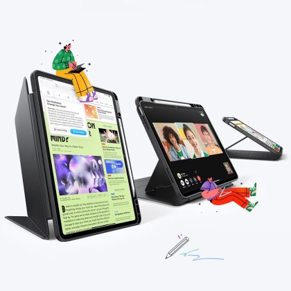 Силиконов тефтер  за iPad Air 13” 1 / 2 / 2024-2025  от  ESR Flip Hybrid - Black