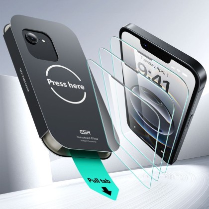 2x Протектор от закалено стъкло за iPhone 13/ 13 Pro /14 /16e от ESR Ultrafit Tempered- Clear