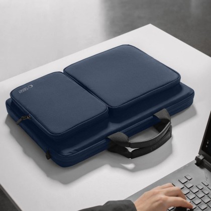 Удароустойчива чанта за лаптоп 17 инча с 4 джоба отTech-Protect Defender Bag - Navy Blue