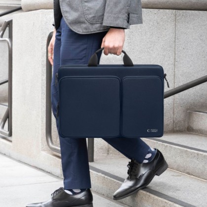 Удароустойчива чанта за лаптоп 17 инча с 4 джоба отTech-Protect Defender Bag - Navy Blue