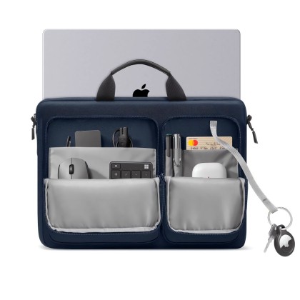 Удароустойчива чанта за лаптоп 17 инча с 4 джоба отTech-Protect Defender Bag - Navy Blue