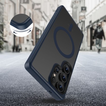 Твърд кейс с MagSafe пръстен за Samsung Galaxy S25 Ultra от Tech-Protect MagMat - Син мат