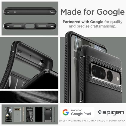 Удароустойчив кейс за Google Pixel 7 Pro от Spigen Rugged Armor - Черен