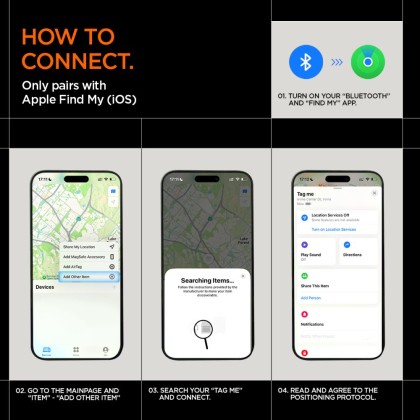 Bluetooth локатор с каишка от Spigen TagMe Tracker с Apple Find My - Черен