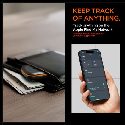 Bluetooth локатор с каишка от Spigen TagMe Tracker с Apple Find My - Черен