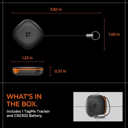 Bluetooth локатор с каишка от Spigen TagMe Tracker с Apple Find My - Черен